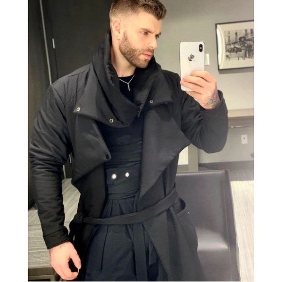 ORTTU Black Gabriel Jacket Coat Wrap Robe Style Tie Waist Belted SMALL Unisex
